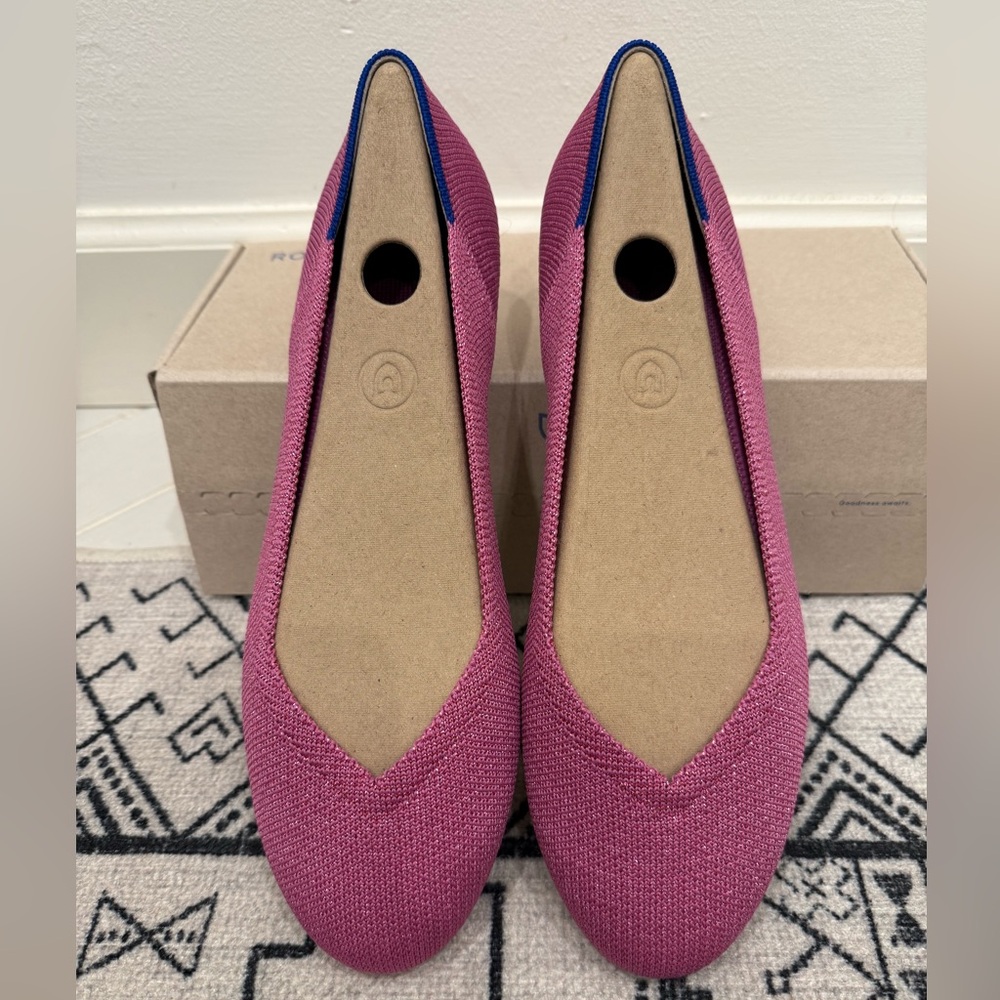 Rothy’s The Flat in Bloom Metallic, size 9.5